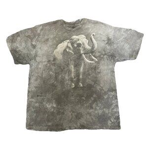 The Mountain Mens XL T Shirt Elephant Tie Dye African Lion Safari Grey